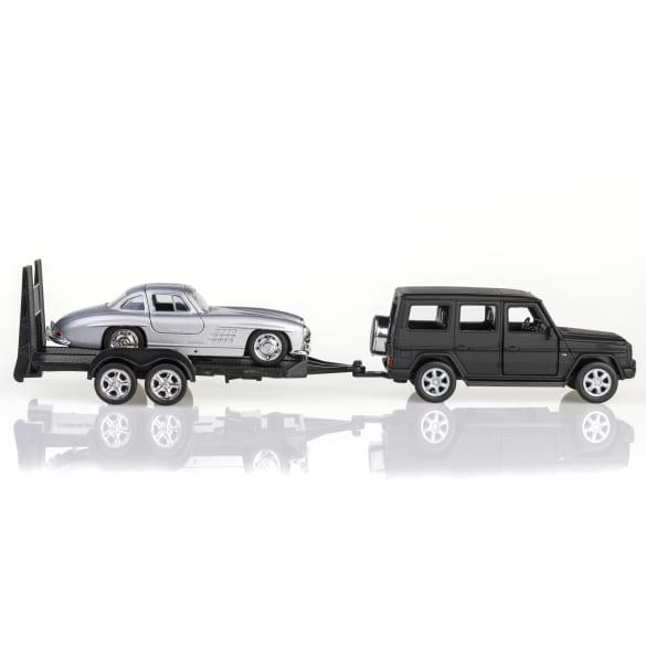 Mercedes-Benz 1:38 Pullback model car Trailer set 300 SL G-Class B66057952 Review