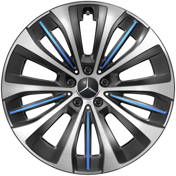 Mercedes-Benz 20-inch wheel set EQE V295 Black Blue Multi-spokes A2954011800 5X31-B Review