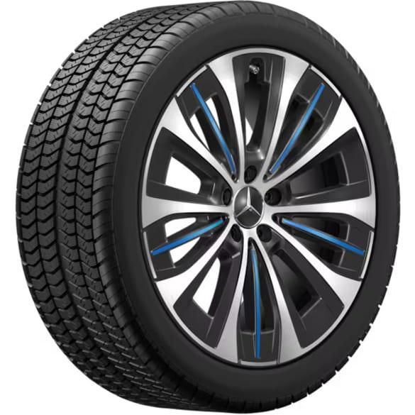 Mercedes-Benz 20 inch winter wheels EQE V295 black blue multi-spokes Pirelli Q440141714960/970 Review