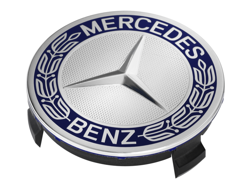 Genuine Mercedes-Benz Wheel Trim Cover - Hub Cap Star With Laurel Wreath, Classic Design - Blue