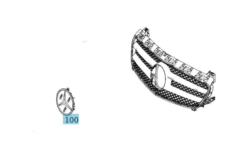 Genuine Mercedes-Benz Front Grille Star For Cars Equipped With Radar Sensor - A-Class 176 Model Series