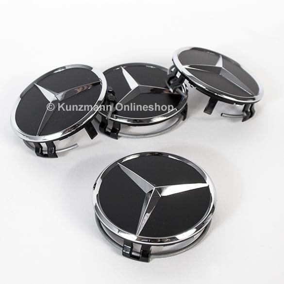 Mercedes-Benz wheel hub cap set matt black with chrome star A2204000125 9283-Satz Review
