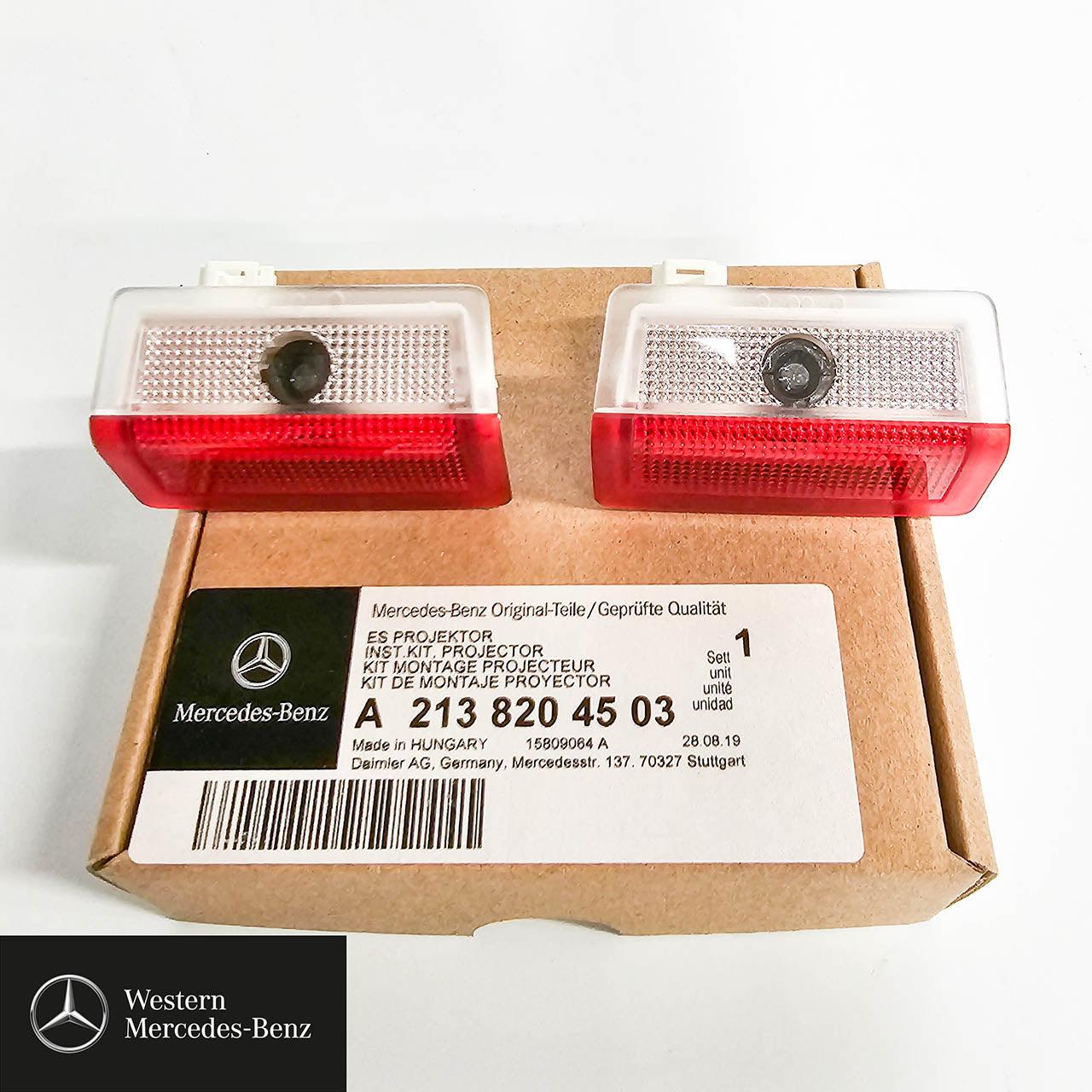 Genuine Mercedes-Benz Exit lamp, door lamp, LED logo projector, Mercedes star, 2-piece for left and right door A2138204503