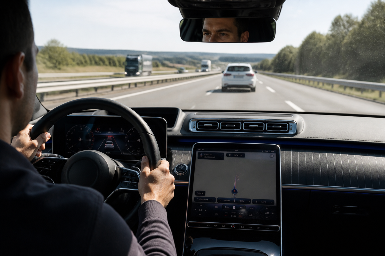 Mercedes DISTRONIC following-distance setup and safety limits