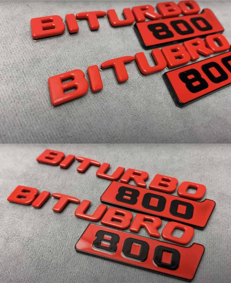 Red Brabus metal badge Biturbo Review TC-4471