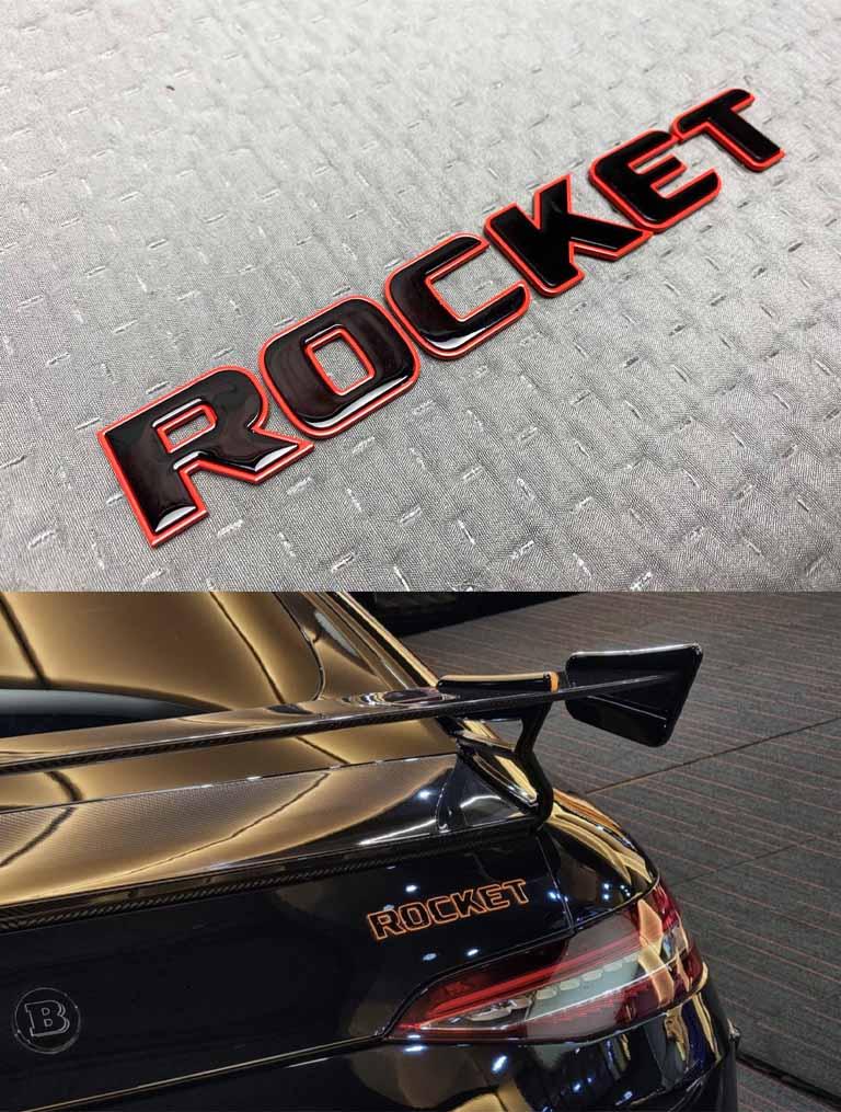 Rear badge Rocket in black Review TC-4489