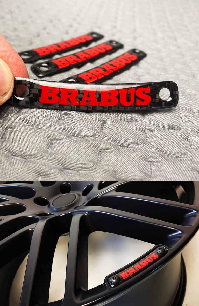 Carbon Brabus badge with red Review TC-4529