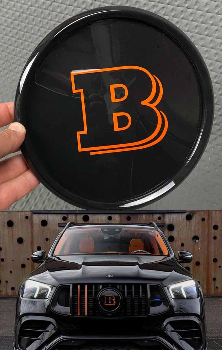 Front grill Brabus logo in orange Review TC-4989