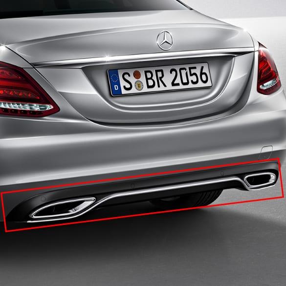Mercedes-Benz dual branch exhaust tips C-Class W205 diffusor without PTS W205-zweiflutig-Diffusor Review