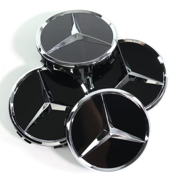 Mercedes-Benz Wheel hub cap set 72mm black high sheen A0004002700 9040 Review
